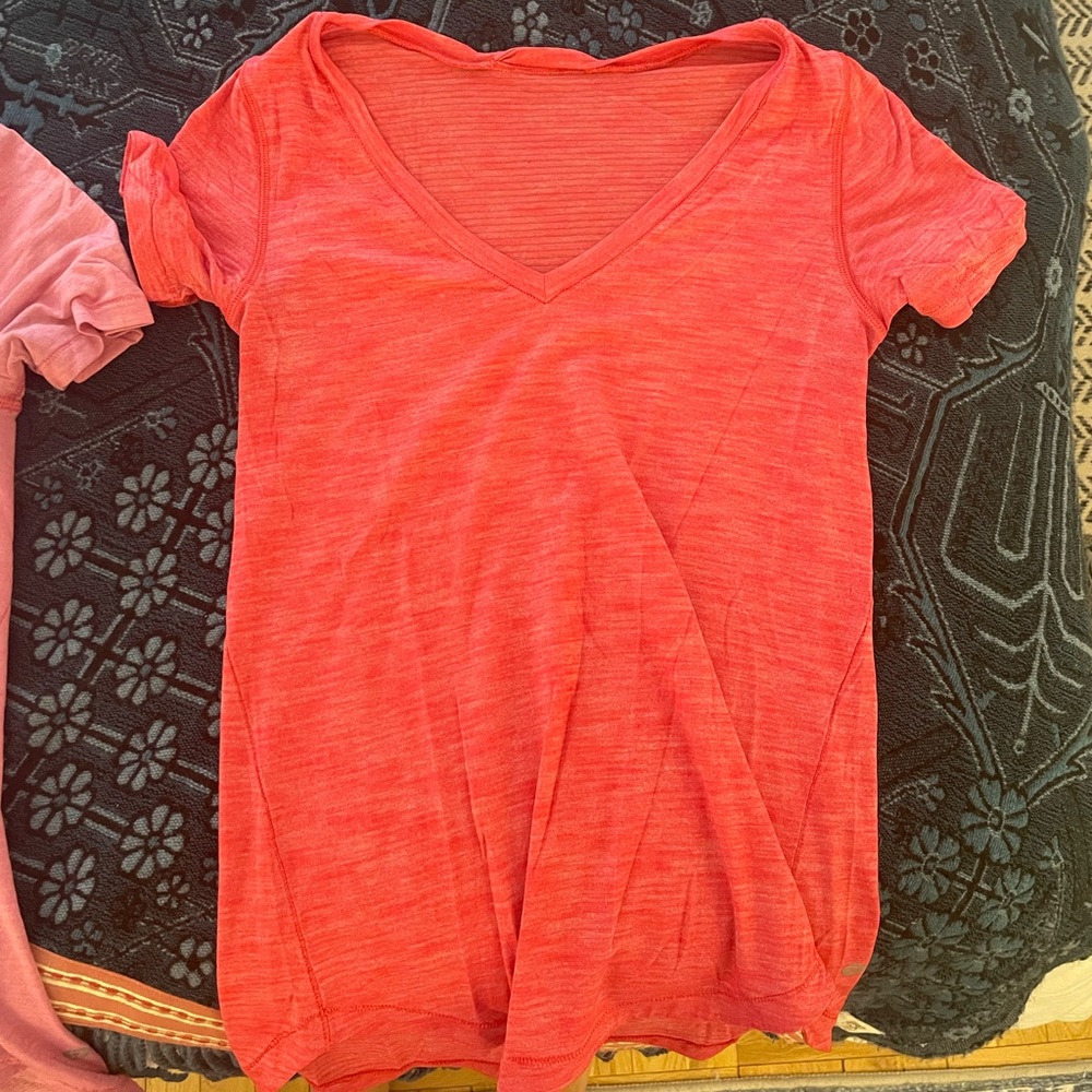 2 lulu lemon athletic shirts, pink
